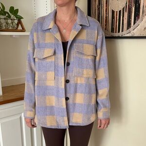 Plaid Women's Shacket in Purple and Tan